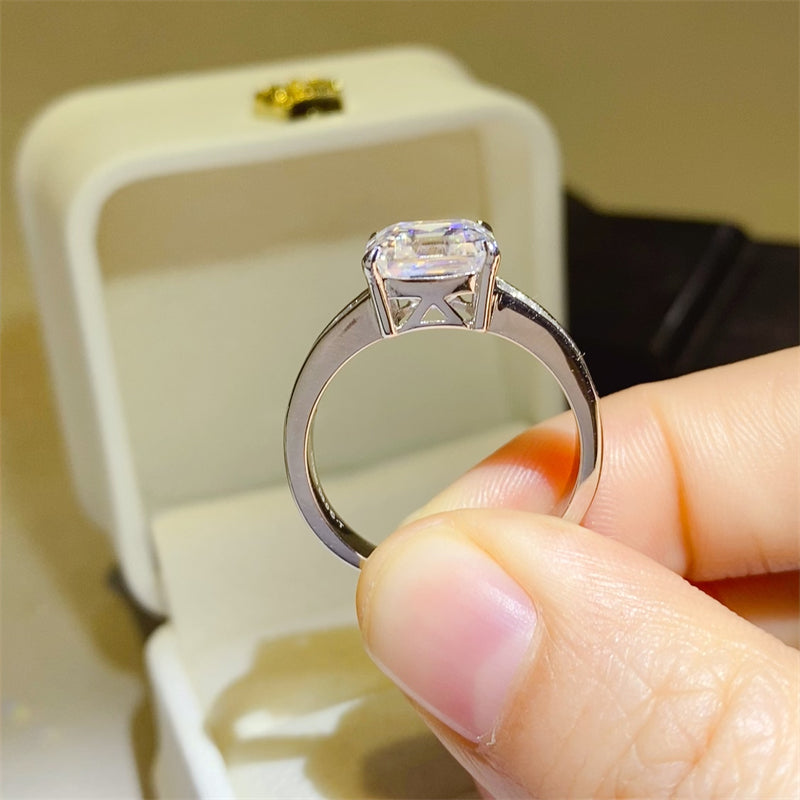 3 Carat Asscher Cut Moissanite Pure Sterling Silver Square Shape Ring - Sparkala