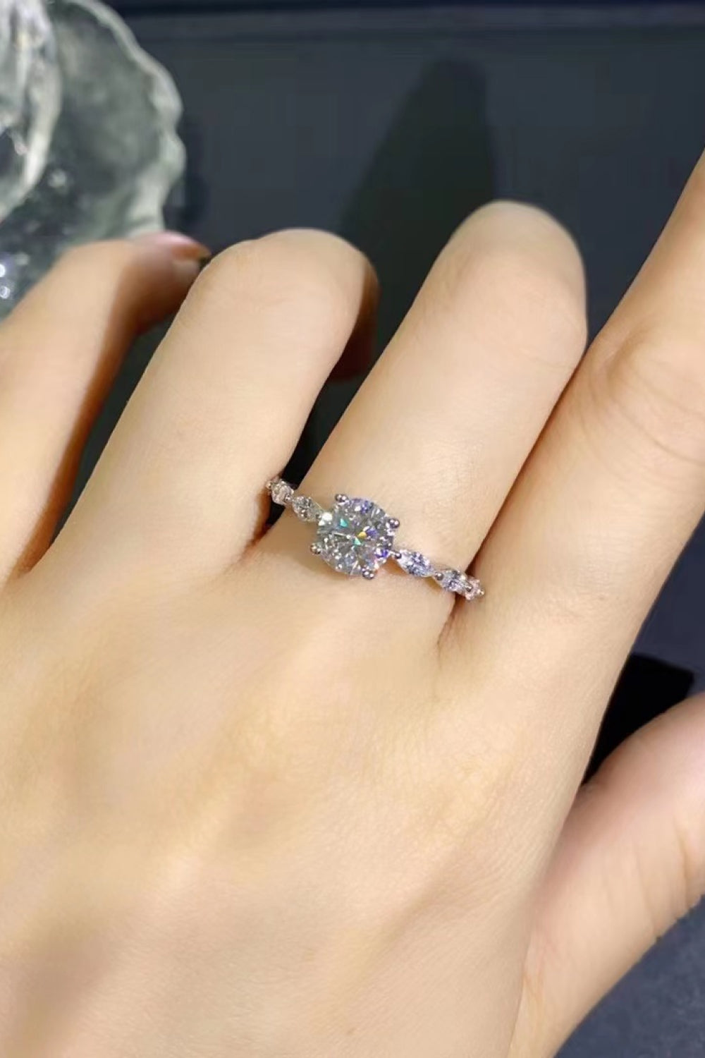 Now I See 1 Carat Brilliant Round Cut Sparkala™ Moissanite Ring (Platinum Over Pure Sterling Silver)