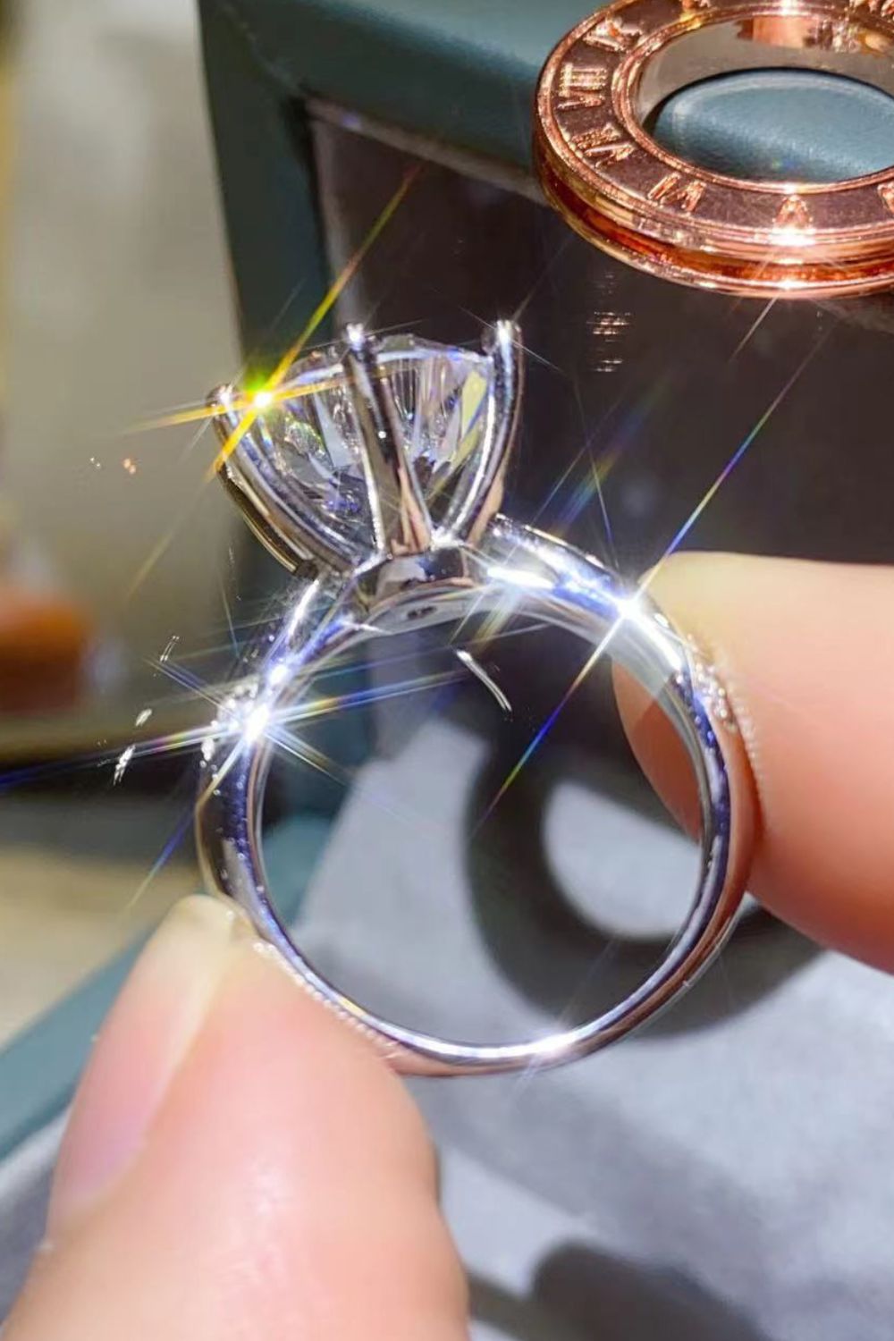 5 Carat Brilliant Round Cut Sparkala™ Moissanite 6-Prong Ring (Platinum Over Pure Sterling Silver)