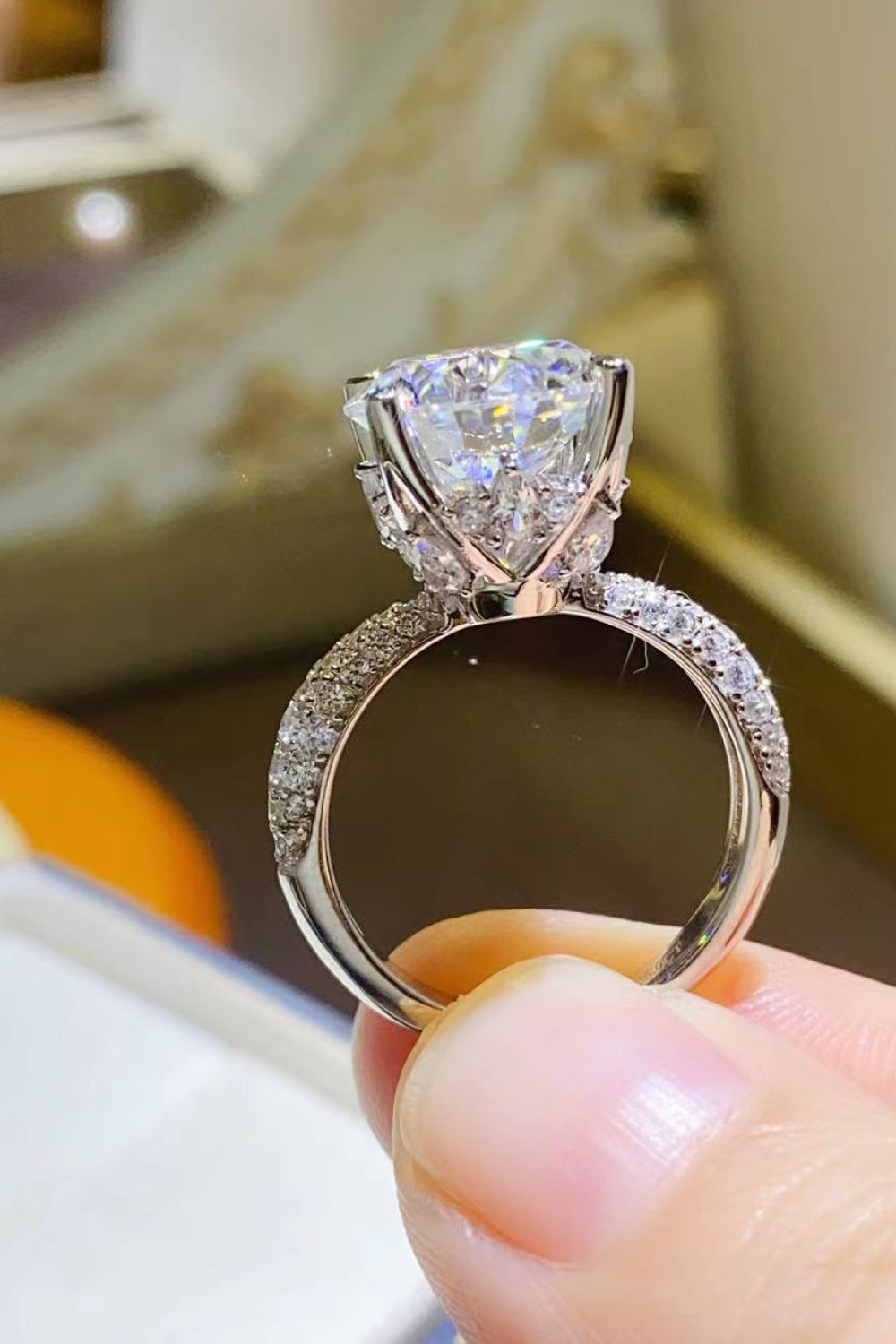 5 Carat Brilliant Round Cut Sparkala™ Moissanite Platinum Over Pure Sterling Silver Ring
