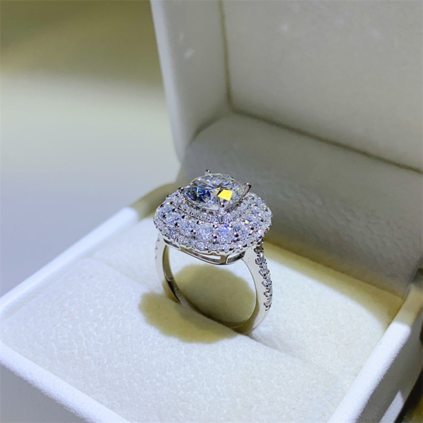 2 Carat Round Brilliant Cut Moissanite Pure Sterling Silver Ring - Sparkala