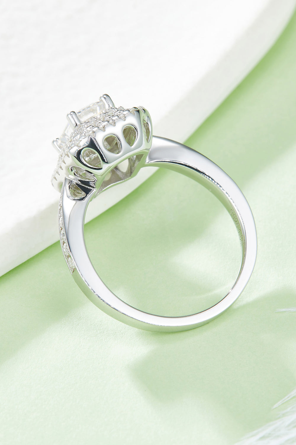 Adored 1 Carat Emerald-Cut Sparkala™ Platinum Over Pure Sterling Silver Side Stone Ring