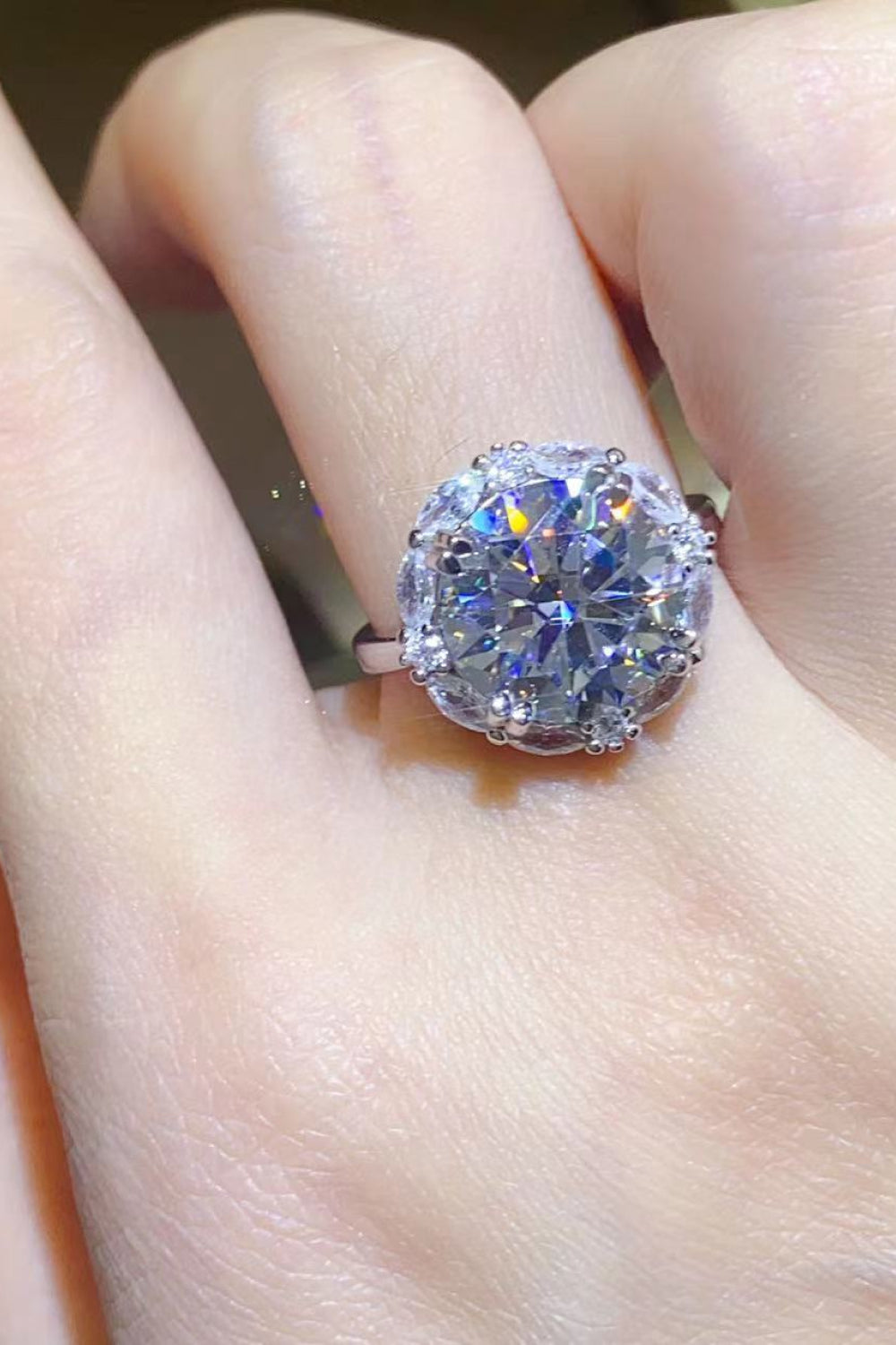 5 Carat Brilliant Round Cut Sparkala™ Moissanite Platinum Over Pure Sterling Silver Ring