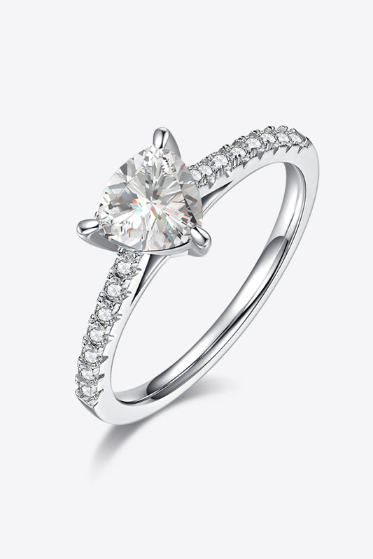1 Carat Trillion-Cut Moissanite Platinum Over Pure Sterling Silver Ring - Sparkala