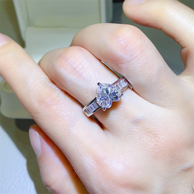 3 Carat Moissanite Pure Sterling Silver Ring - Sparkala