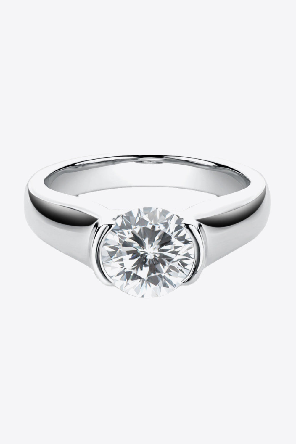 Looking Good 2 Carat Brilliant Round Cut Sparkala™ Moissanite Platinum Over Pure Sterling Silver Ring