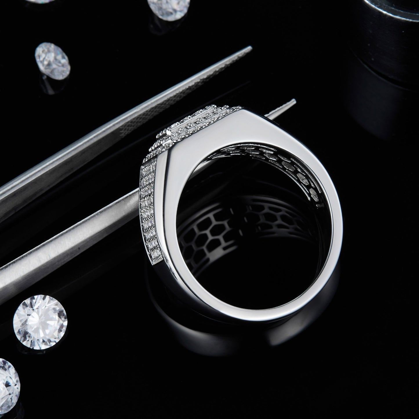 Sparkala™ Moissanite Platinum Over Pure Sterling Silver Ring