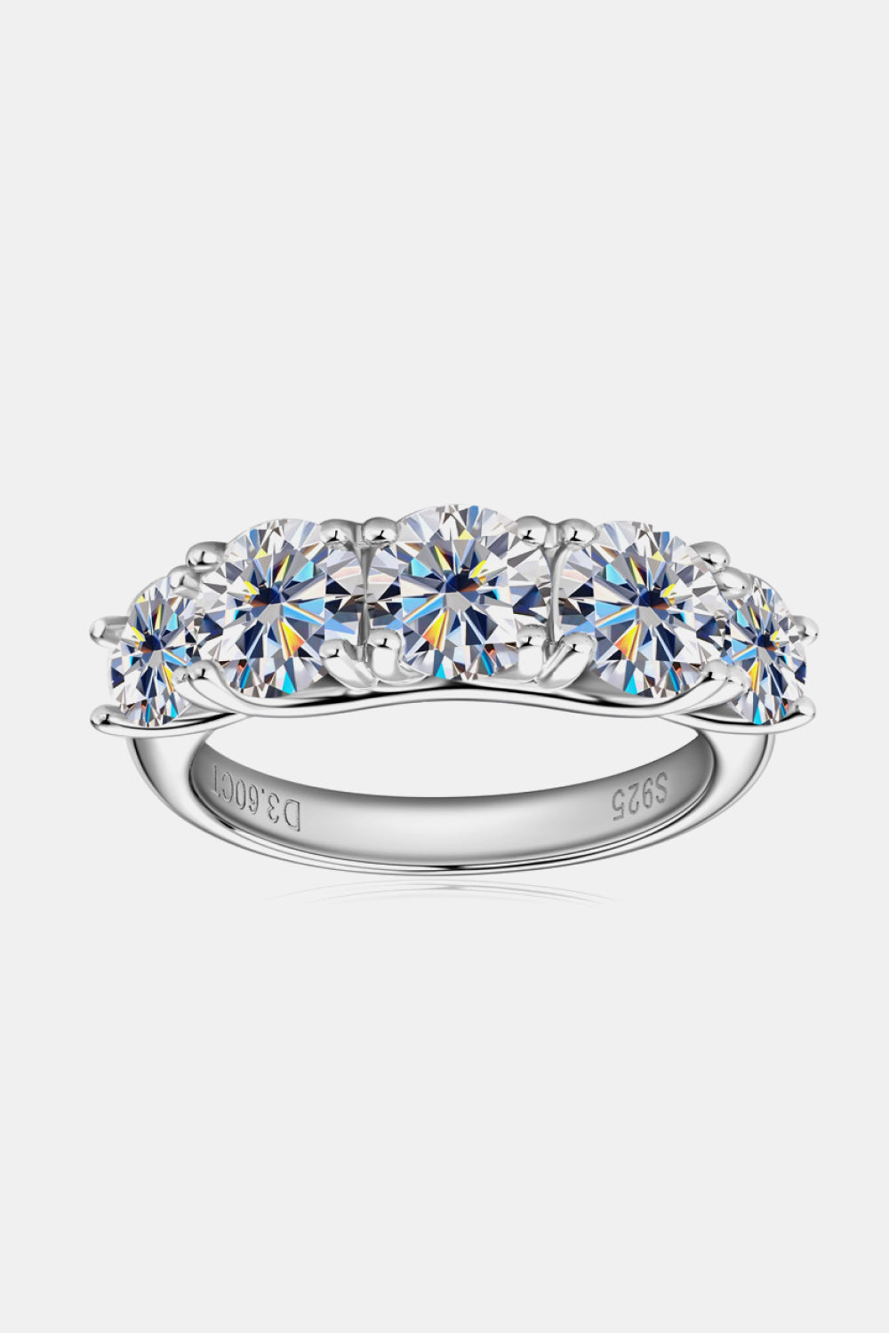 1 Carat Moissanite Platinum Over Pure Sterling Silver Half-Eternity Ring - Sparkala