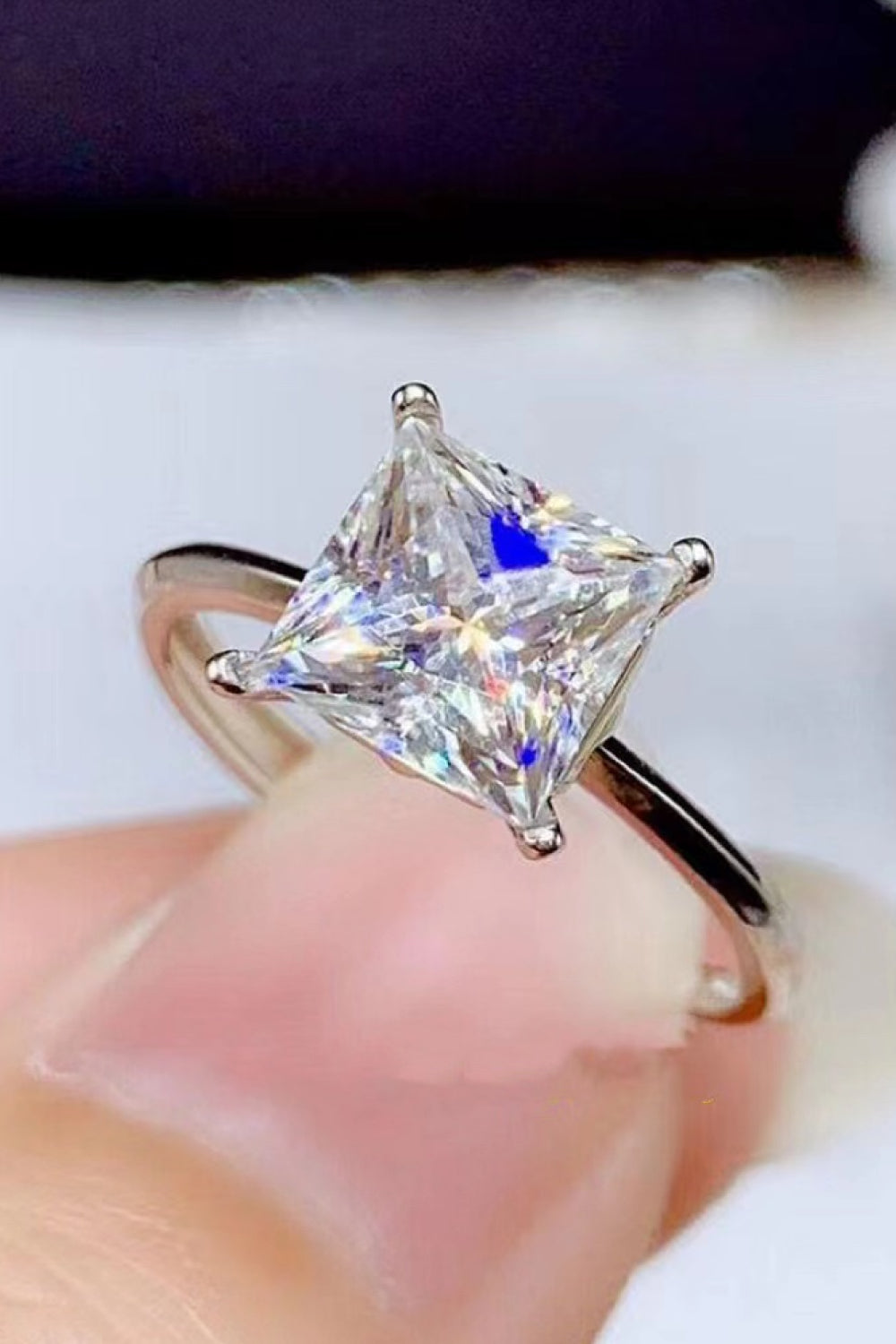 5 Carat Princess-Cut Sparkala™ Moissanite Solitaire Ring (Platinum Over Pure Sterling Silver)
