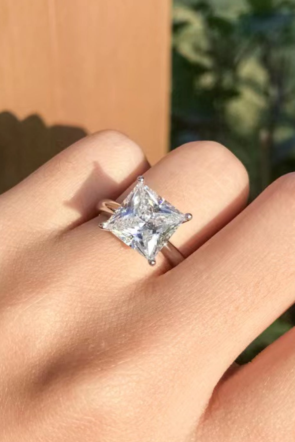 5 Carat Princess-Cut Sparkala™ Moissanite Solitaire Ring (Platinum Over Pure Sterling Silver)