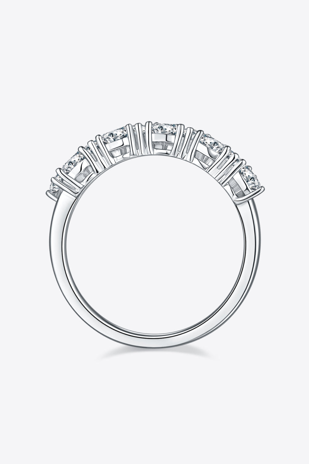 1 Carat Moissanite Platinum Over Pure Sterling Silver Half-Eternity Ring - Sparkala