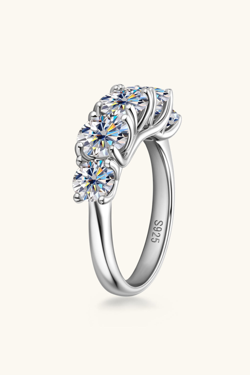 1 Carat Moissanite Platinum Over Pure Sterling Silver Half-Eternity Ring - Sparkala