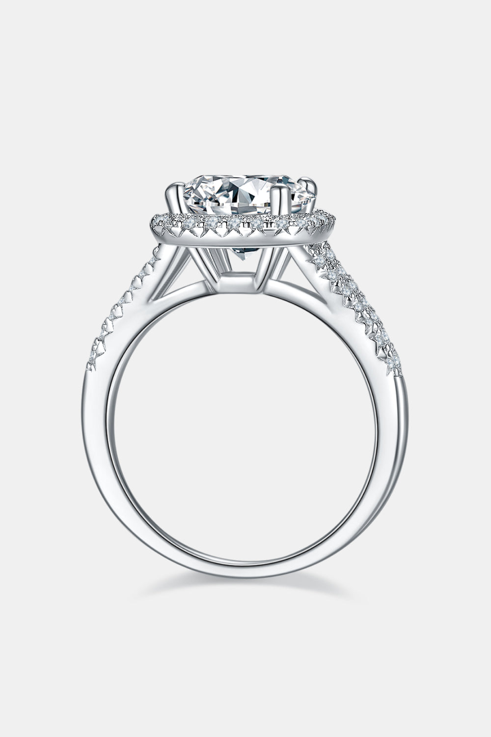 3 Carat Round Brilliant Cut Moissanite Halo Ring (Platinum Over Pure Sterling Silver) - Sparkala