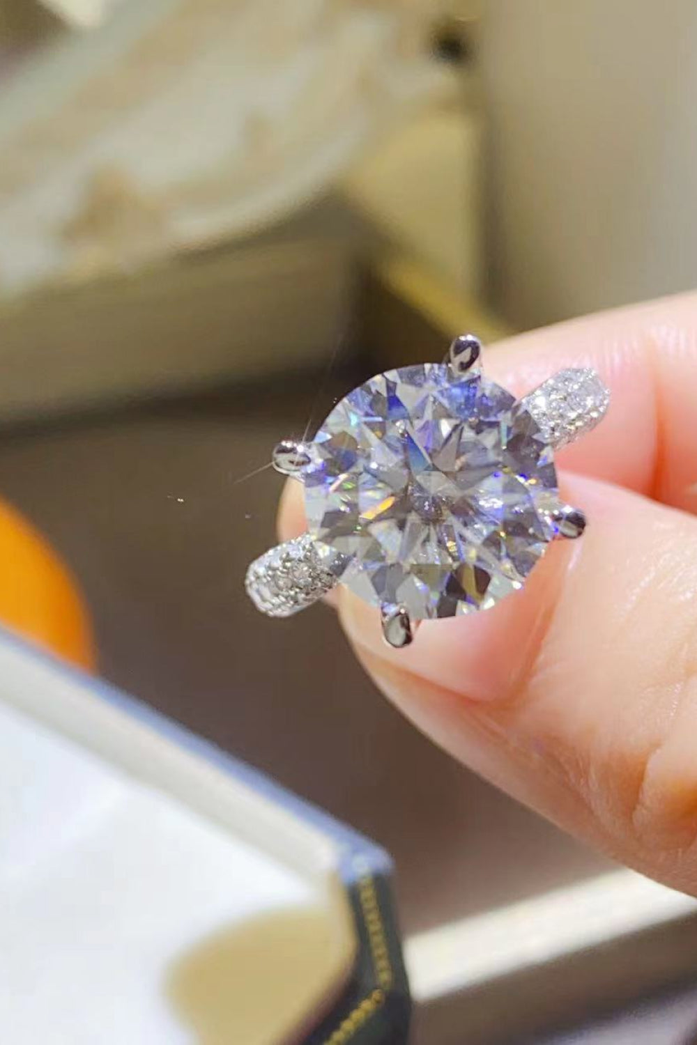 5 Carat Brilliant Round Cut Sparkala™ Moissanite Platinum Over Pure Sterling Silver Ring