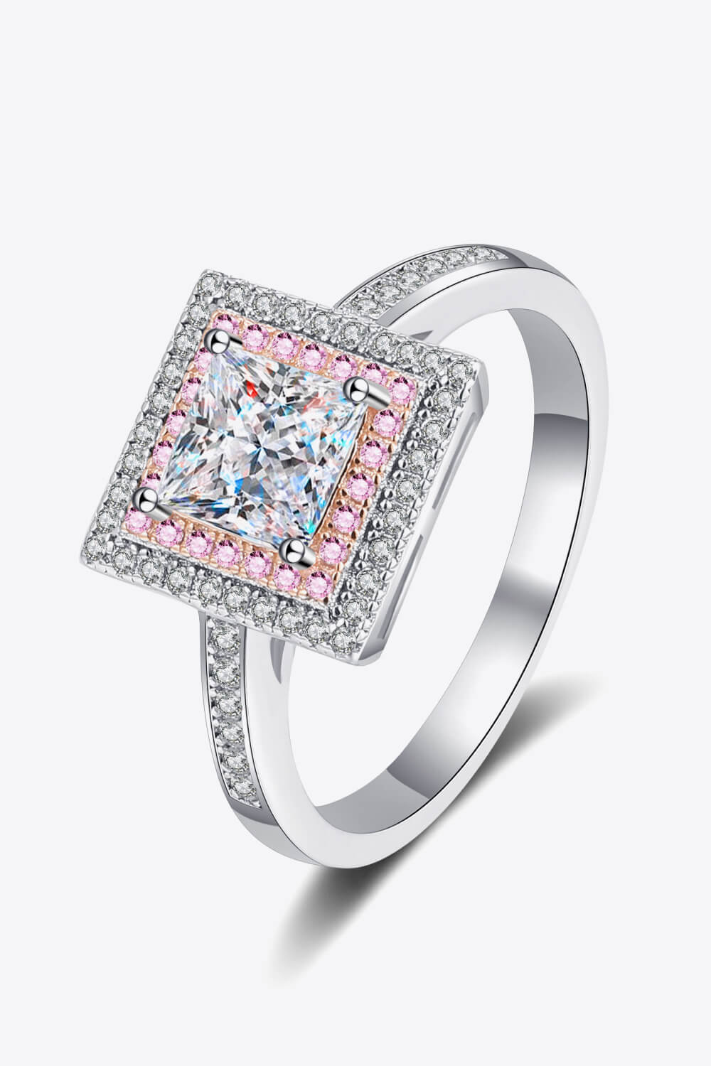 Stay Elegant 1 Carat Two-Tone Pink Princess-Cut Sparkala™ Ring (Platinum Over Pure Sterling Silver)