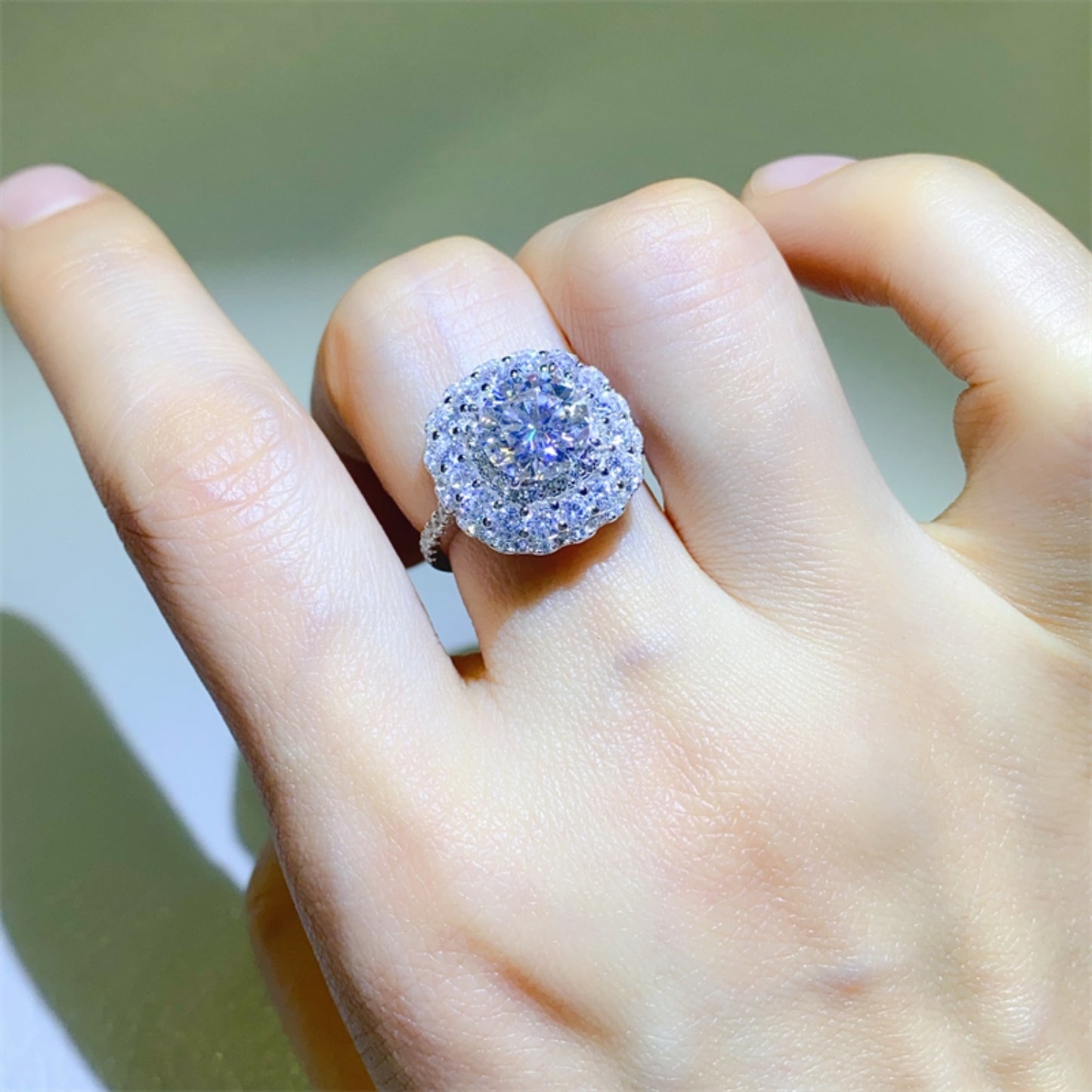 2 Carat Round Brilliant Cut Moissanite Pure Sterling Silver Ring - Sparkala