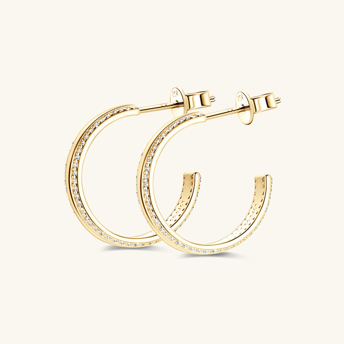 Pure Sterling Silver Inlaid Sparkala™ Moissanite C-Hoop Earrings
