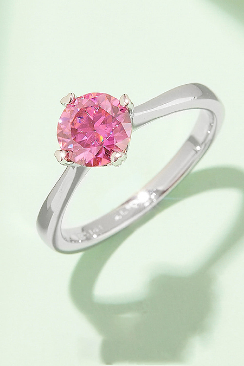 1 Carat Moissanite Platinum Over Pure Sterling Silver Solitaire Ring (Yellow, Pink, or Blue) - Sparkala