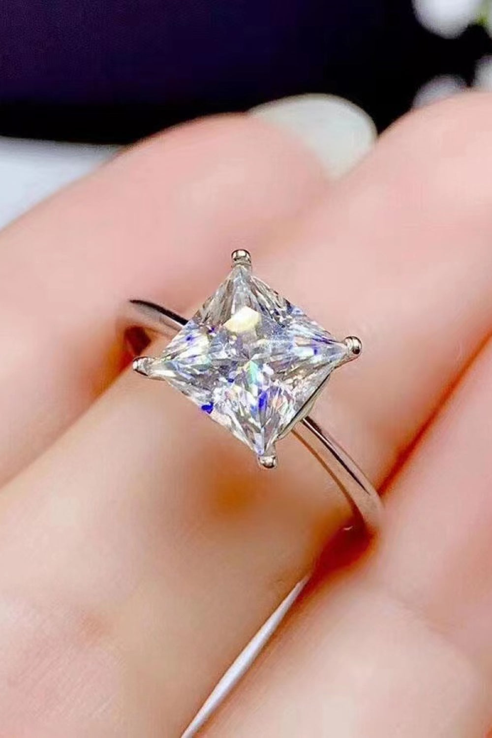 5 Carat Princess-Cut Sparkala™ Moissanite Solitaire Ring (Platinum Over Pure Sterling Silver)