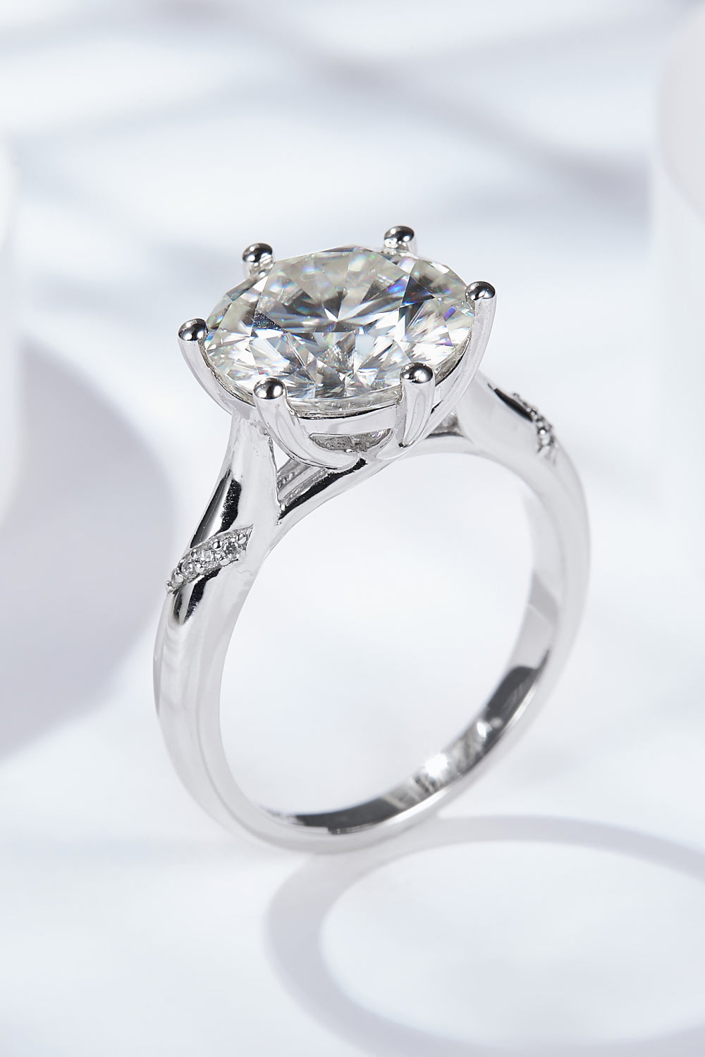 5 Carat Brilliant Round Cut Sparkala™ Moissanite Solitaire Ring (Platinum Over Pure Sterling Silver)