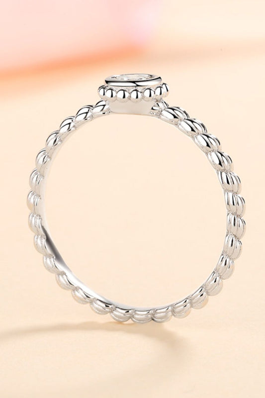 Brilliant Round Cut Sparkala™ Rhodium-Plated Beaded Ring