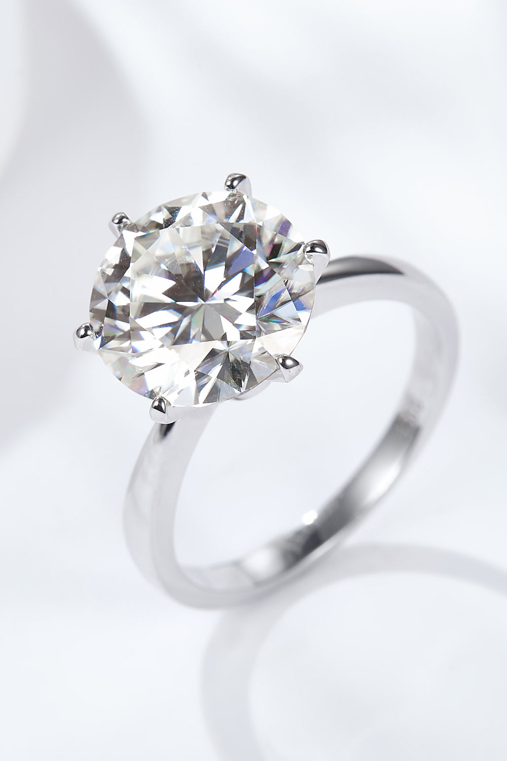 Platinum-Plated 5 Carat Brilliant Round Cut Sparkala™ Moissanite Solitaire Ring