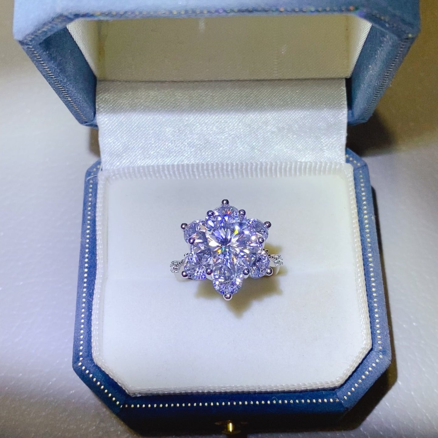 5 Carat Floral Sparkala™ Moissanite Pure Sterling Silver Ring