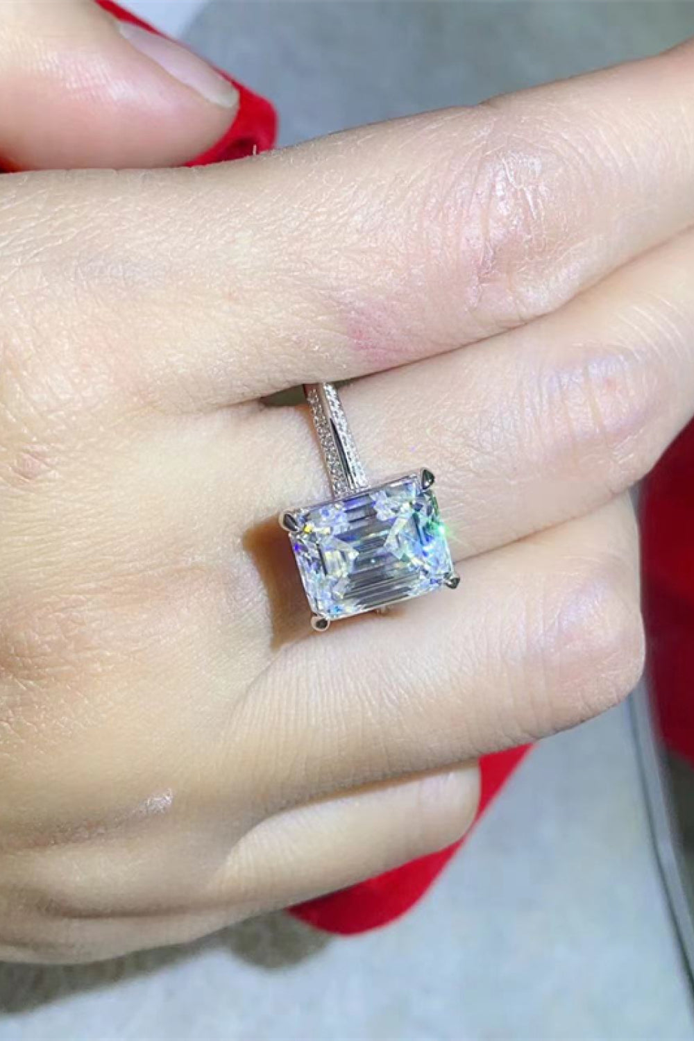 5 Carat Emerald-Cut Sparkala™ Ring (Platinum Over Pure Sterling Silver)