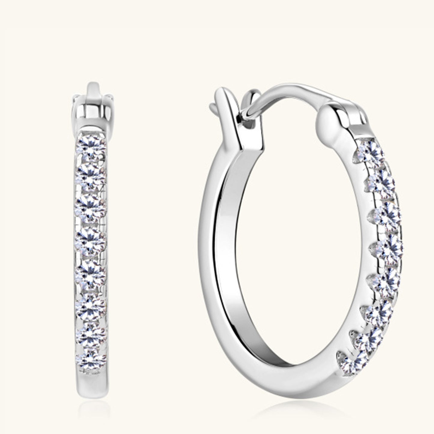 Pure Sterling Silver Sparkala™ Moissanite Huggie Earrings