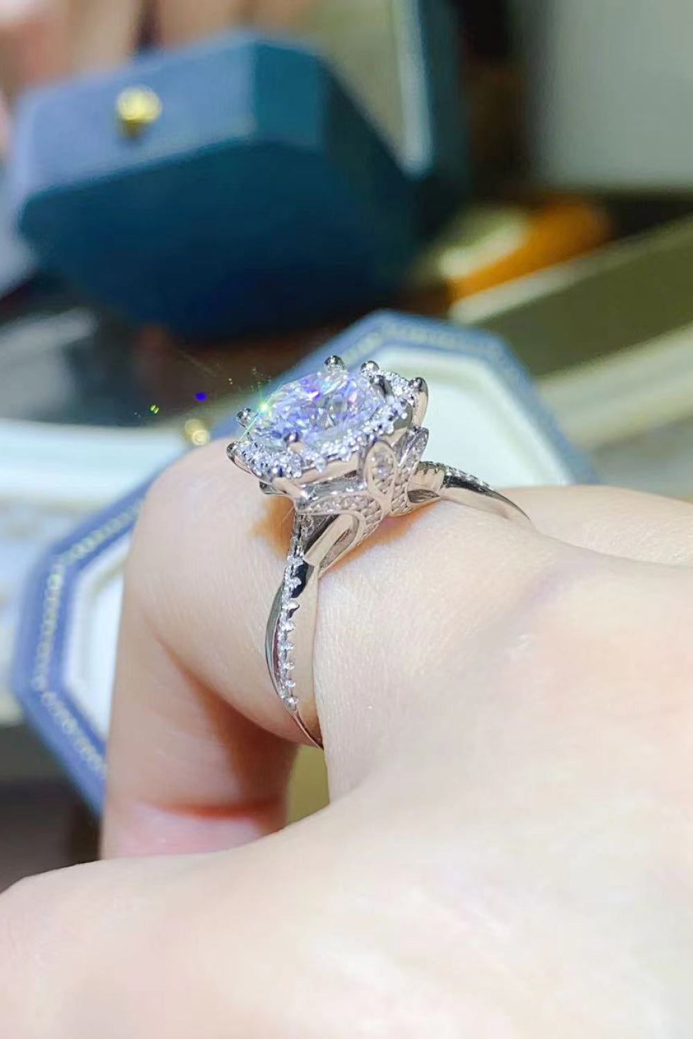 2 Carat Round Brilliant Cut Moissanite Platinum Over Pure Sterling Silver Ring - Sparkala