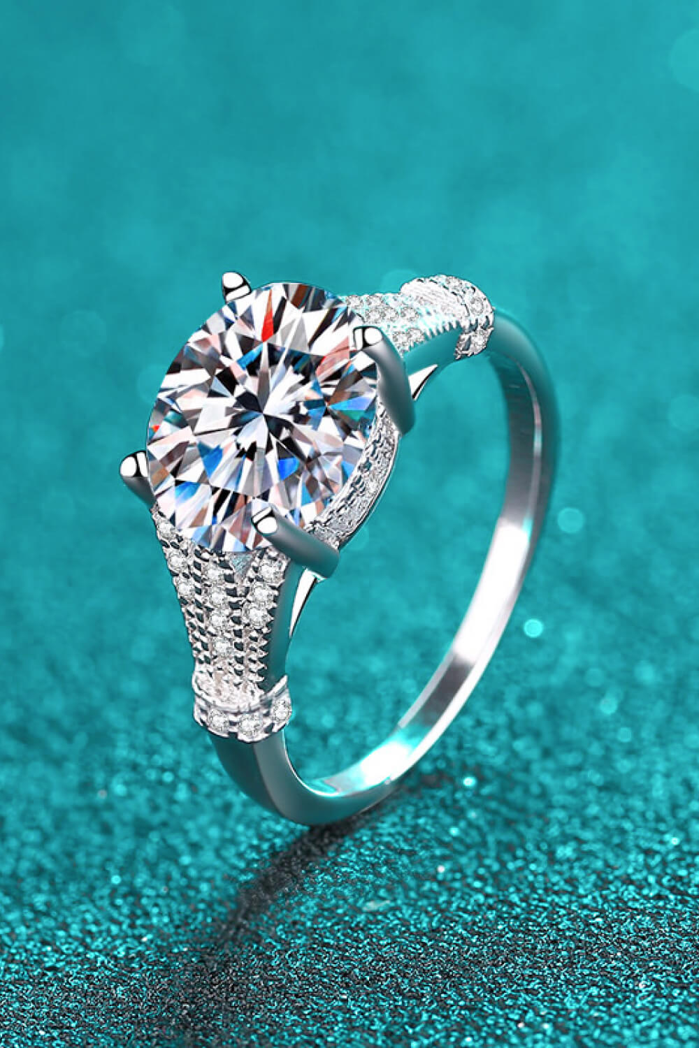 Beautiful Day 3 Carat Brilliant Round Cut Sparkala™ Moissanite Ring