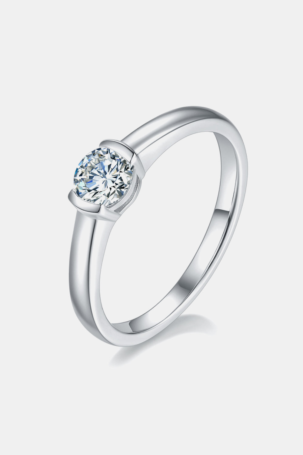 Brilliant Round Cut Sparkala™ Moissanite Platinum Over Pure Sterling Silver Solitaire Ring