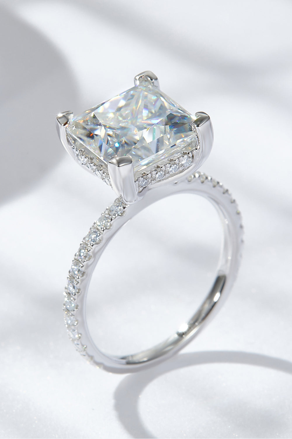 5.52 Carat Radiant-Cut Sparkala™ Moissanite Ring (Platinum Over Pure Sterling Silver)