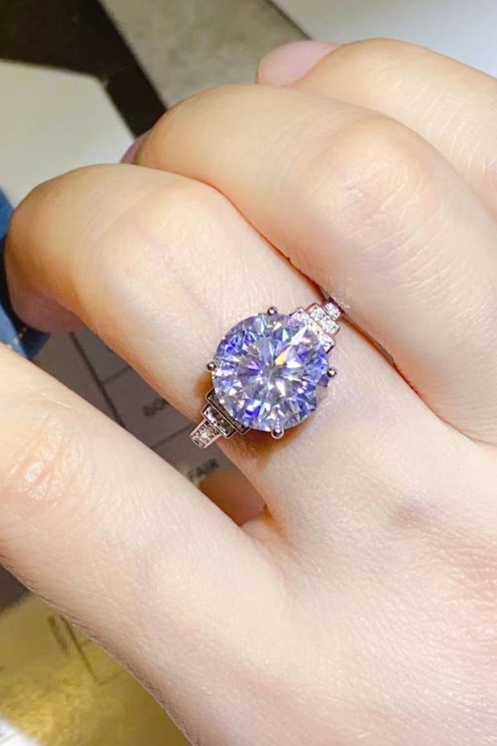 5 Carat Brilliant Round Cut Sparkala™ Moissanite Platinum Over Pure Sterling Silver Ring