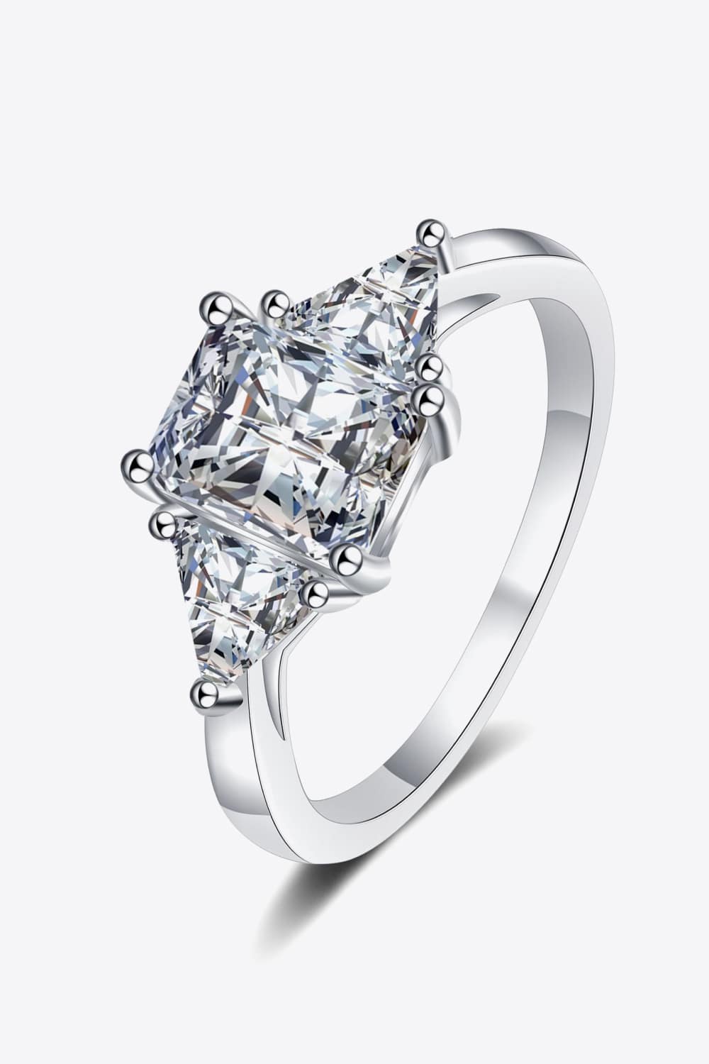3 Carat Radiant-Cut Moissanite 925 Sterling Silver Rhodium-Plated Ring - Sparkala