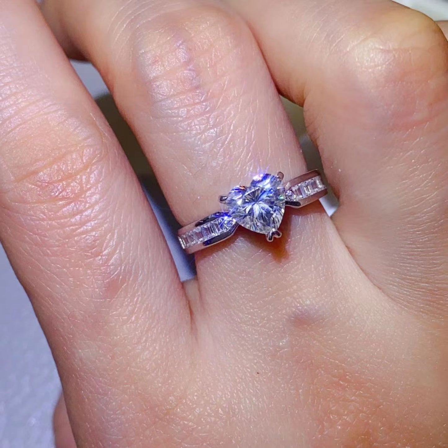 1 Carat Moissanite Pure Sterling Silver Ring - Sparkala