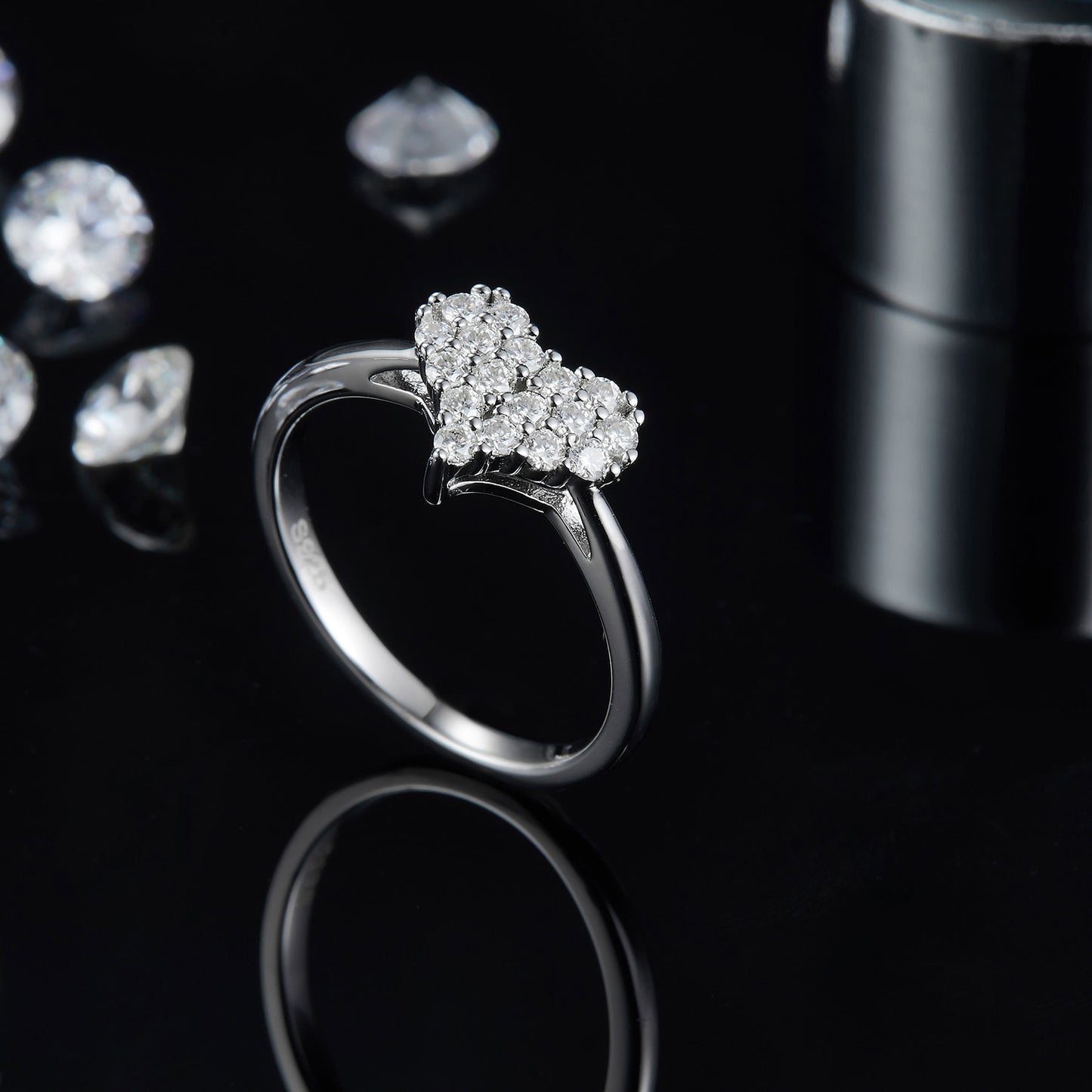 Sparkala™ Moissanite Pure Sterling Silver Heart Ring
