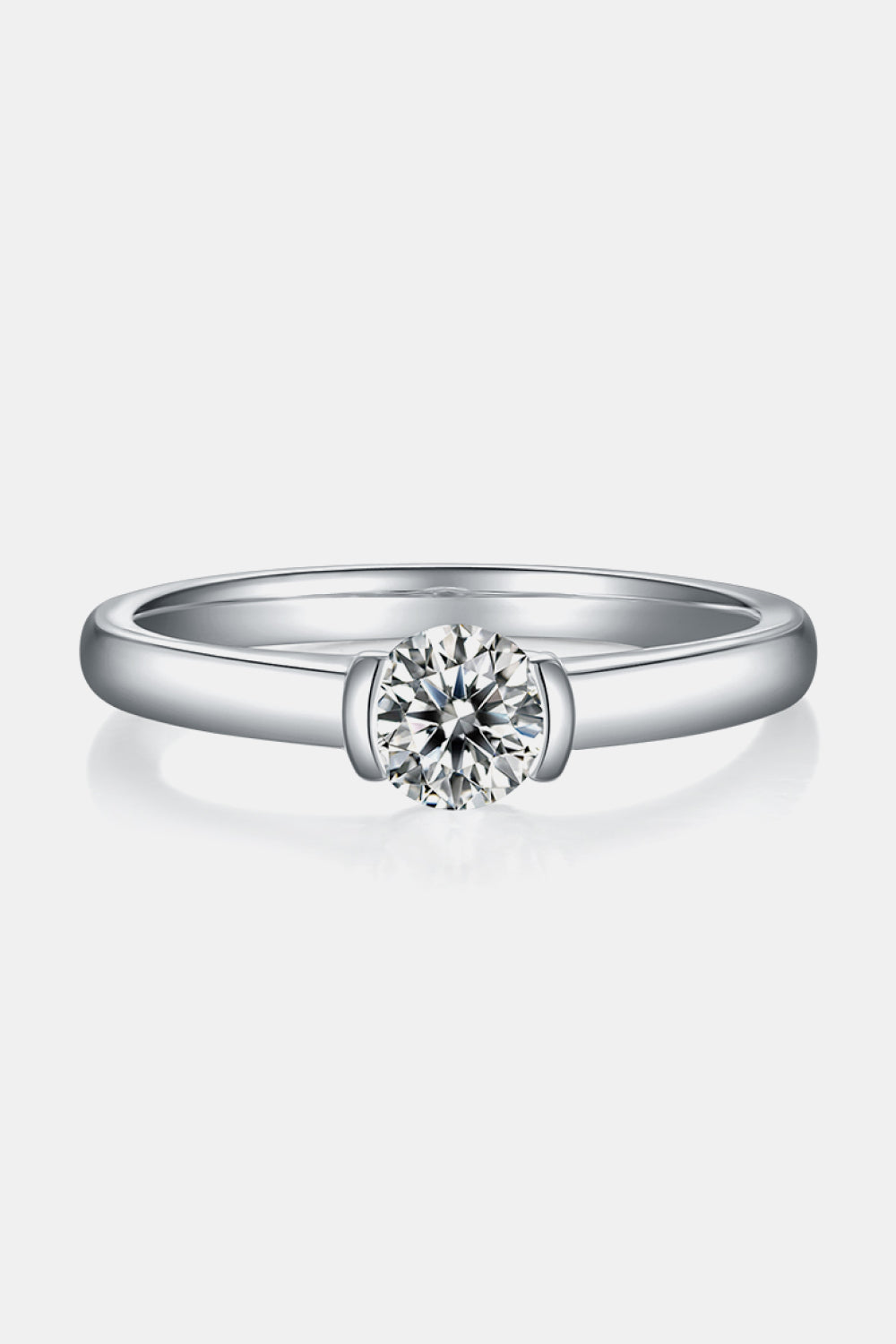 Brilliant Round Cut Sparkala™ Moissanite Platinum Over Pure Sterling Silver Solitaire Ring