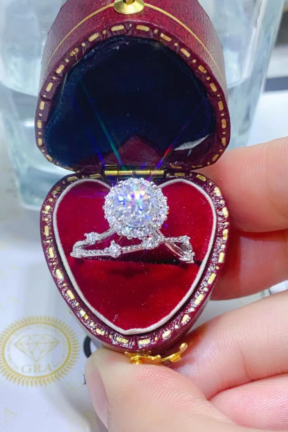 1 Carat Green Moissanite Platinum-Plated Ring - Sparkala