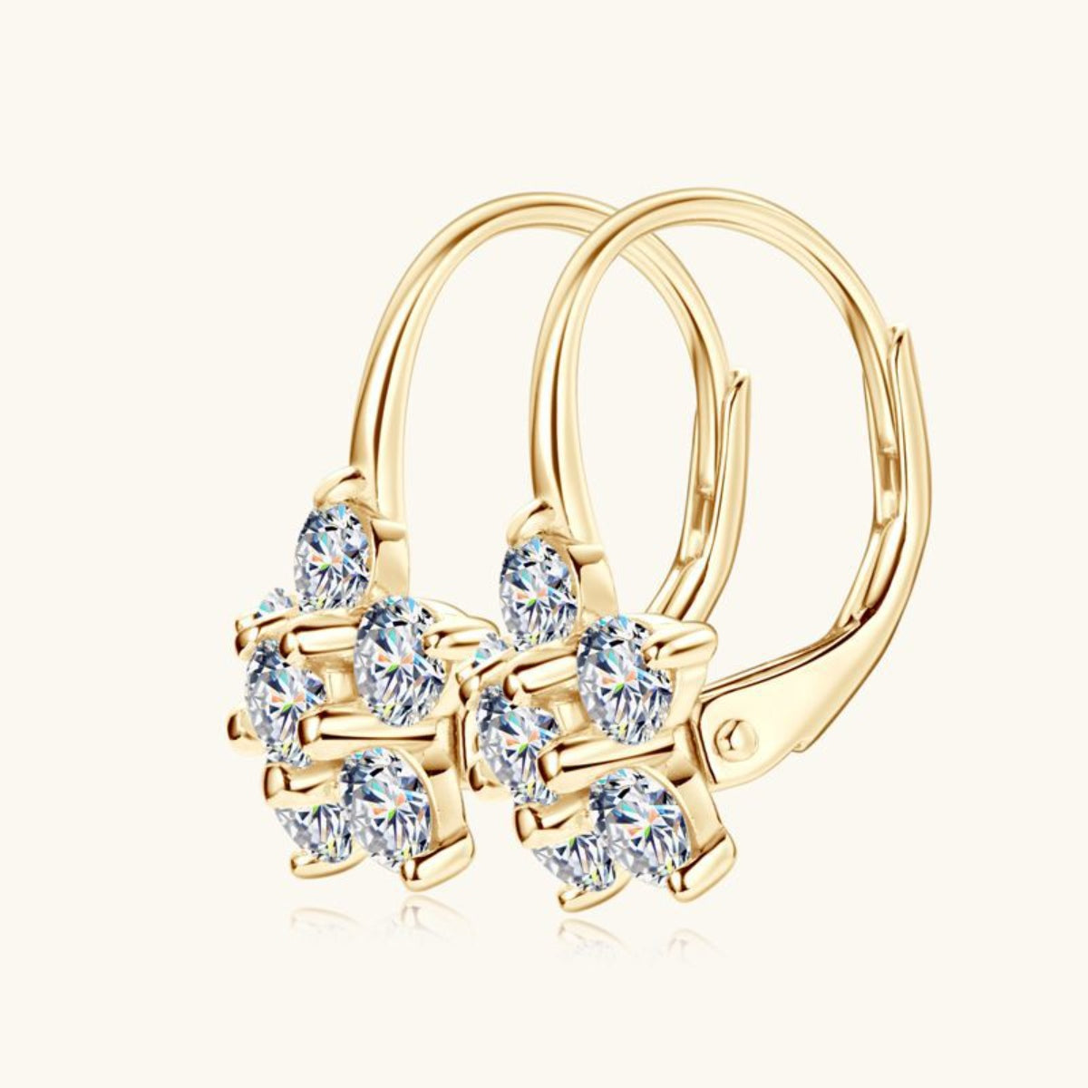 1.2 Carat Pure Sterling Silver Moissanite Flower Huggie Earrings - Sparkala