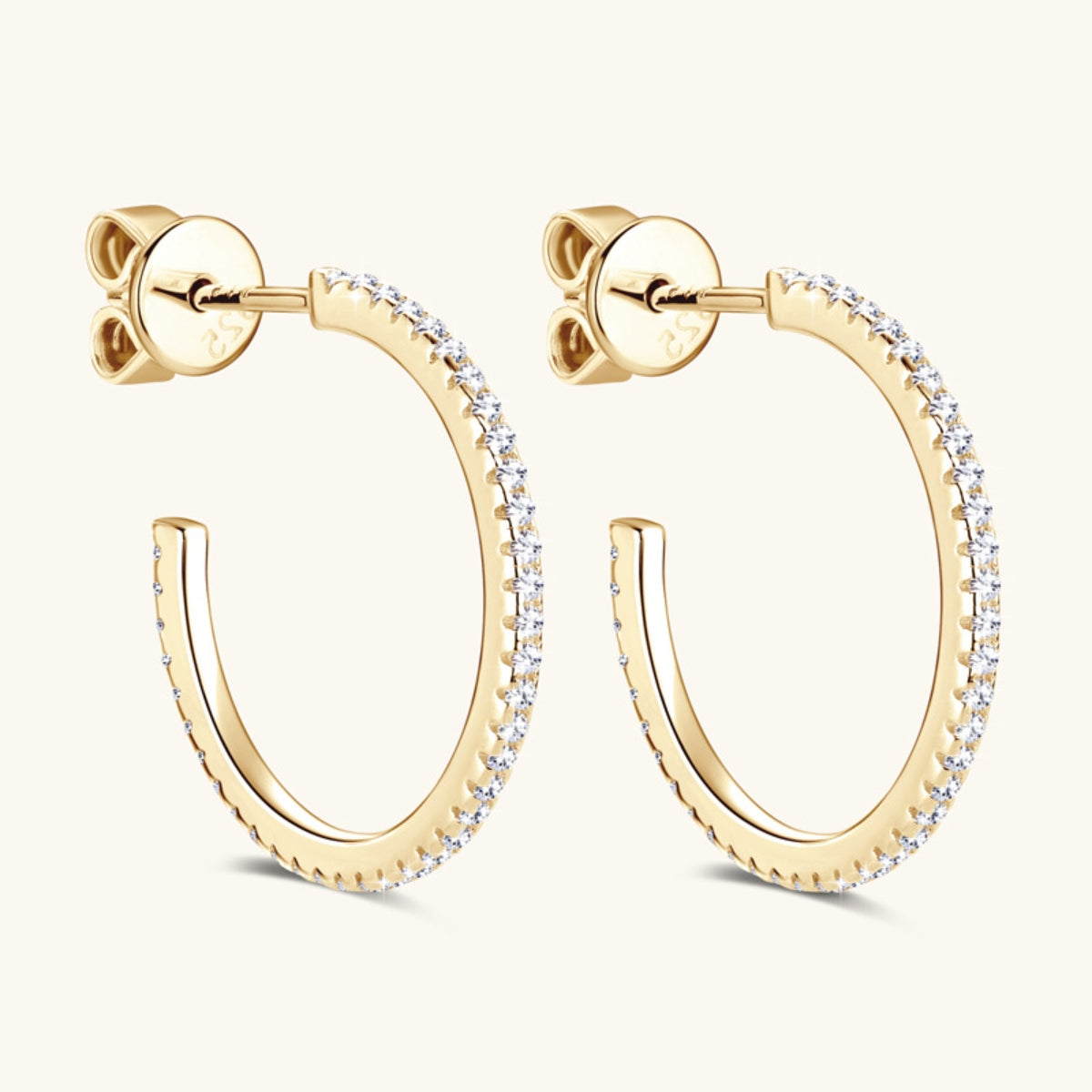Inlaid Moissanite Pure Sterling Silver C-Hoop Earrings - Sparkala
