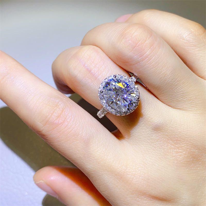 5 Carat Oval-Cut Sparkala™ Moissanite Pure Sterling Silver Ring