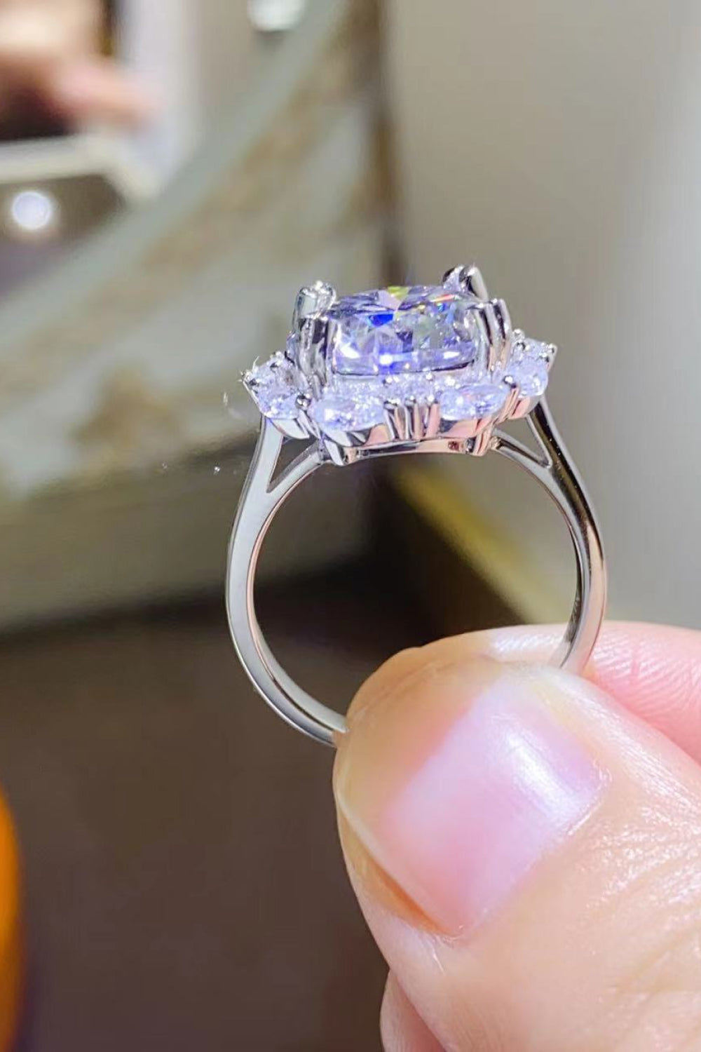 5 Carat Brilliant Round Cut Sparkala™ Moissanite Platinum Over Pure Sterling Silver Ring