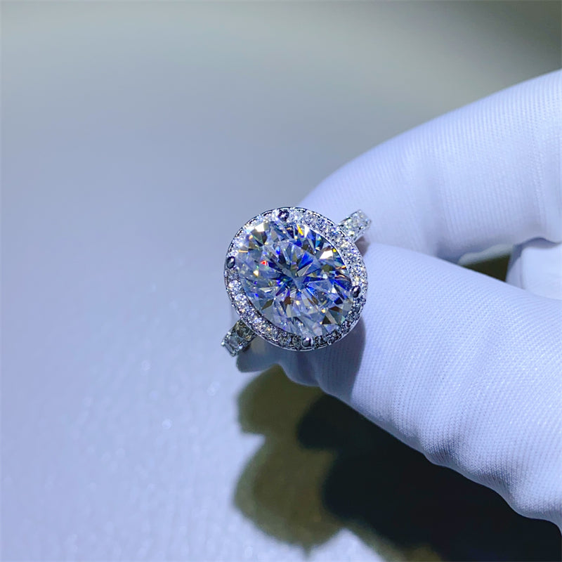 5 Carat Oval-Cut Sparkala™ Moissanite Pure Sterling Silver Ring