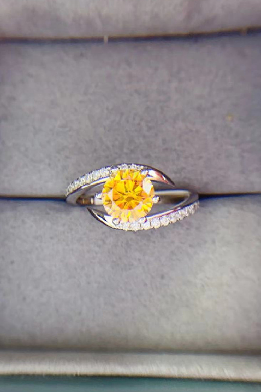 1 Carat Yellow Moissanite Platinum Over Pure Sterling Silver Ring - Sparkala