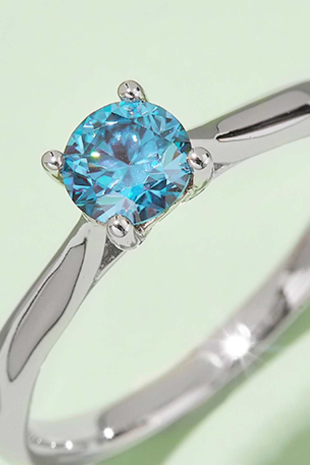 Sparkala™ Contrast Platinum Over Pure Sterling Silver Solitaire Ring (Yellow, Pink, or Blue)
