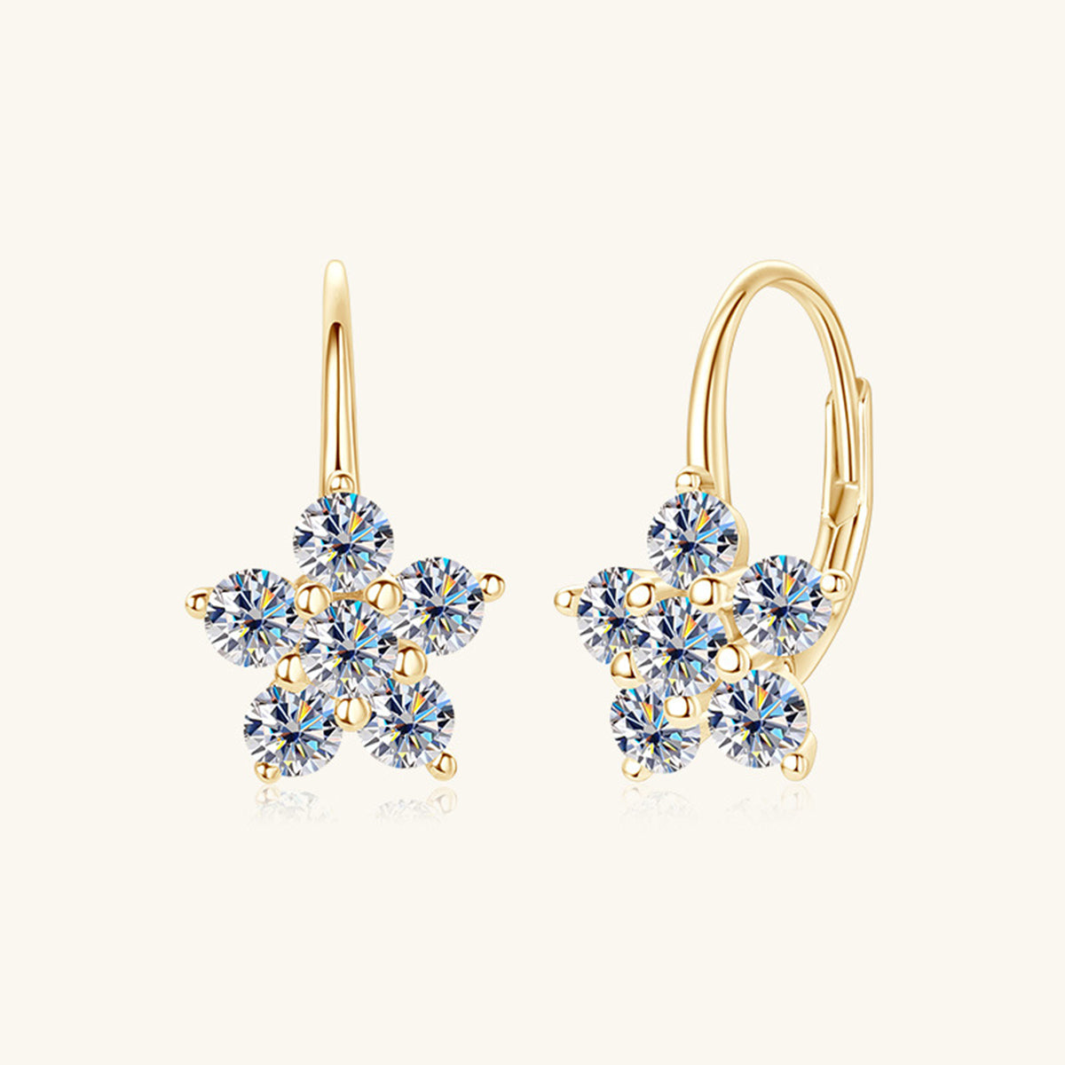 1.2 Carat Pure Sterling Silver Moissanite Flower Huggie Earrings - Sparkala