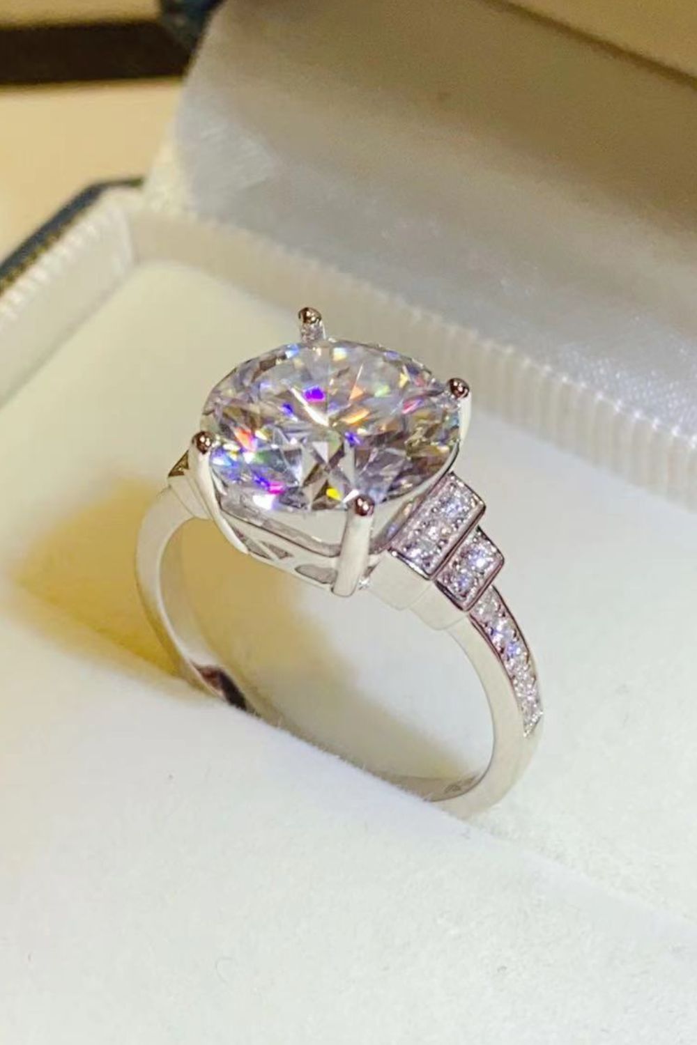 5 Carat Brilliant Round Cut Sparkala™ Moissanite Platinum Over Pure Sterling Silver Ring