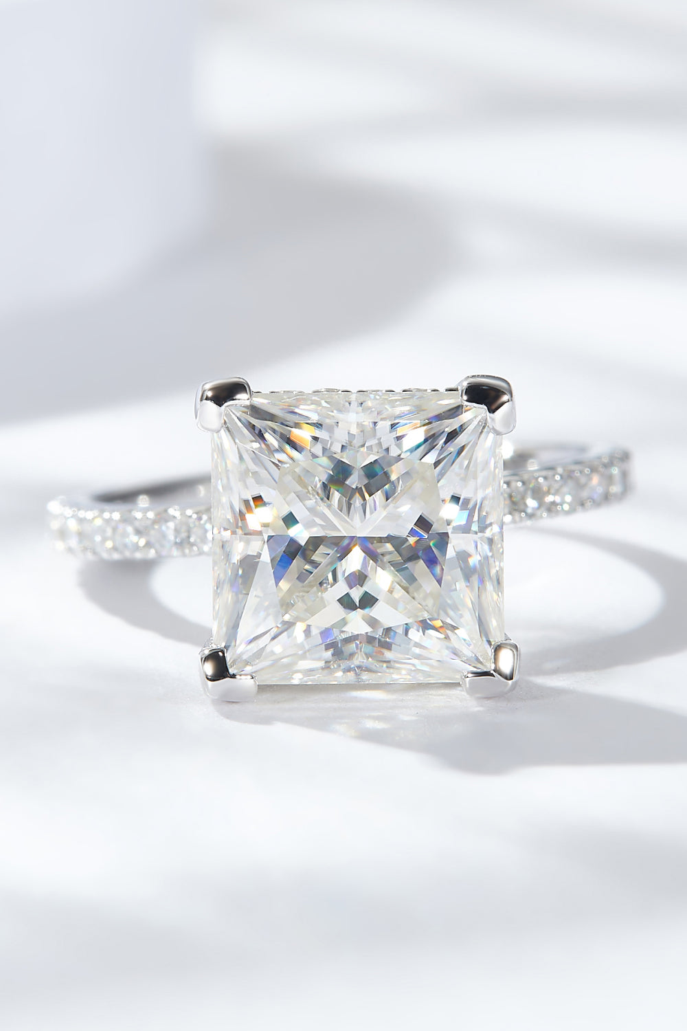 5.52 Carat Radiant-Cut Sparkala™ Moissanite Ring (Platinum Over Pure Sterling Silver)