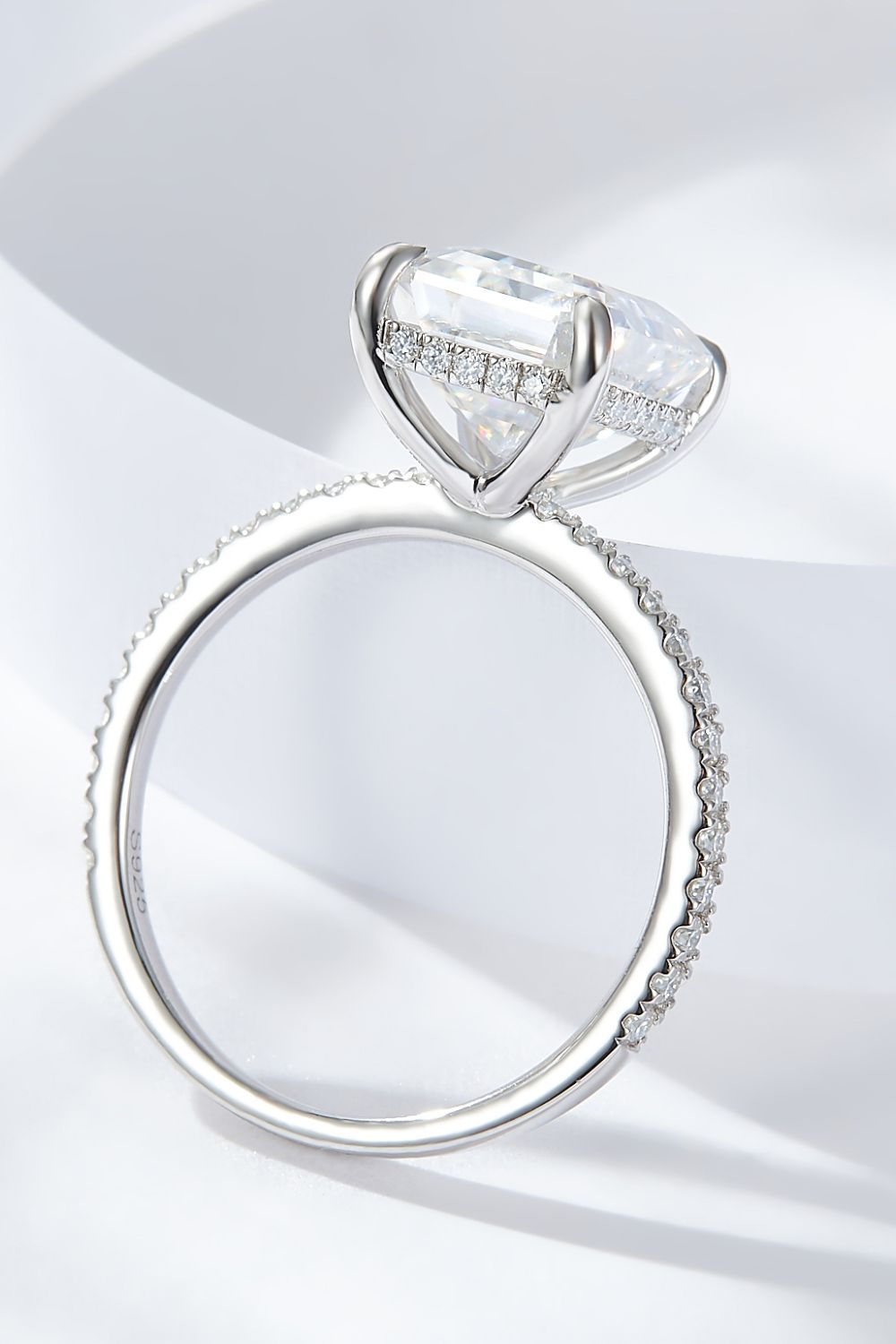 Emerald Cut 4 Carat Emerald-Cut Sparkala™ Moissanite Side Stone Ring